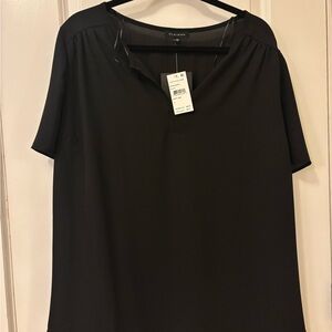 Pleione Women’s Black V-Neck Blouse 1X